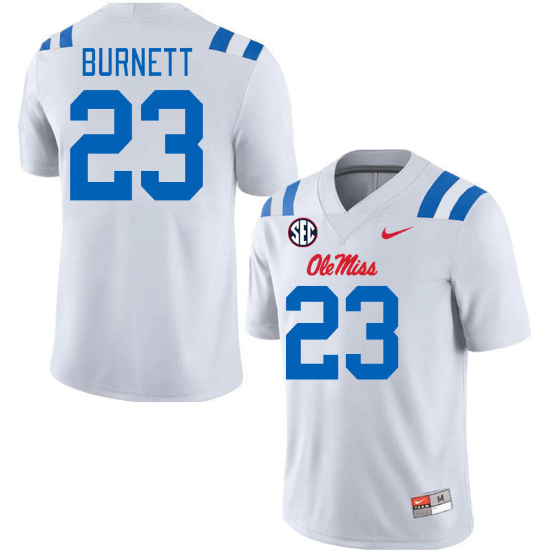 Men #23 Drew Burnett Ole Miss Rebels 2024 New Uniforms College Football Jerseys Stitched-White